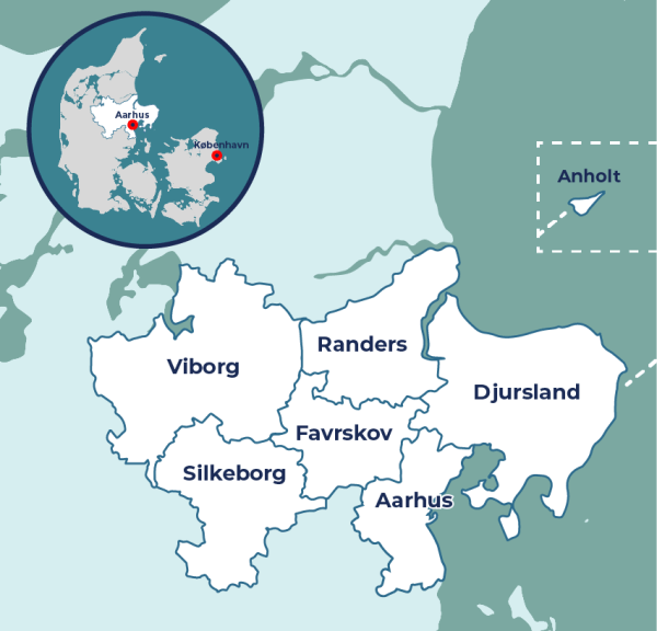 DK Aarhusregionen på et kort