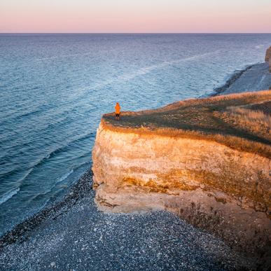 Sangstrup Klint på Djursland i solnedgang