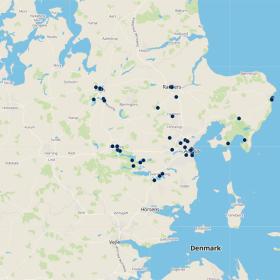 Kort over hoteller i Aarhusregionen