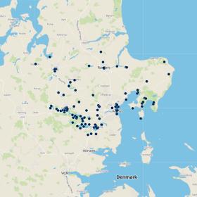 Kort over ture på enge hånd i Aarhusregionen