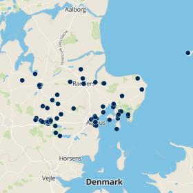 Kort over ture på egen hånd i Aarhusregionen