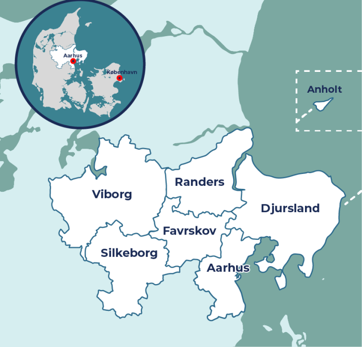 DK Aarhusregionen på et kort
